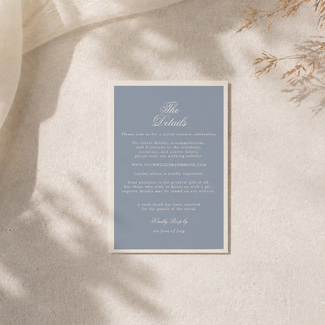 Something Blue Dusty Blue Wedding Details Card (Creator Uploaded)