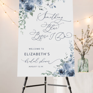 Something Blue Elegant Blue Bridal Shower Welcome Foam Board