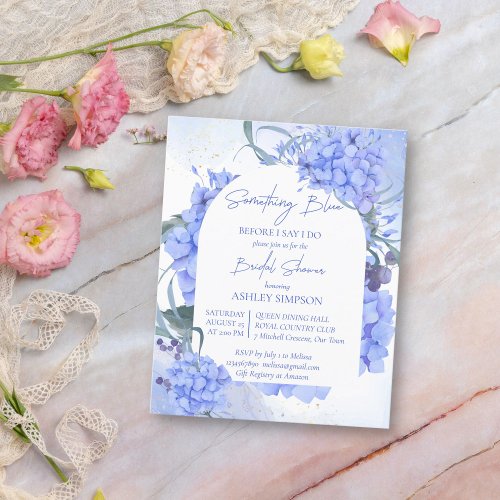 Something blue elegant bridal shower budget invite