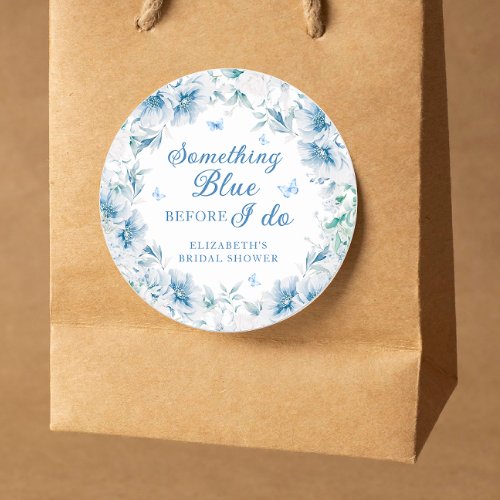 Something Blue Elegant Bridal Shower Classic Round Sticker