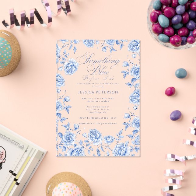 Something Blue Elegant Chinoiserie Bridal Shower Acrylic Invitations (Insitu (Celebration))