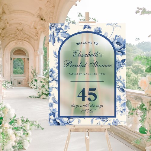 Something Blue Elegant Chinoiserie Bridal Shower Acrylic Sign