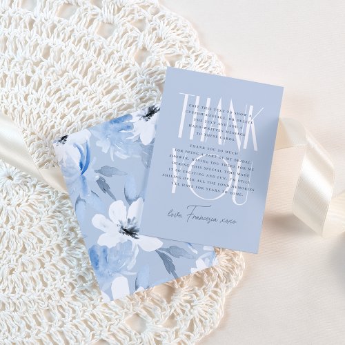 Something Blue  Elegant Floral Bridal Shower Thank You Card