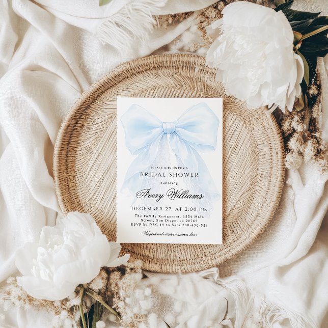 Something Blue Elegant Lace Ribbon Design Invitation (Creator Uploaded)