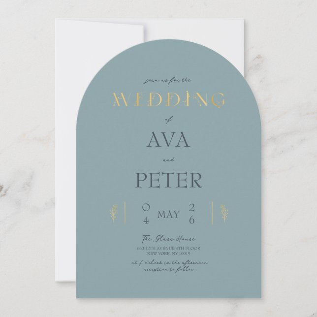 Something Blue Elegant Modern Wedding Invitation (Front)