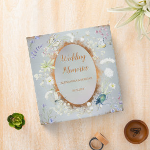 Something Blue Elegant Wildflower Wedding  3 Ring Binder