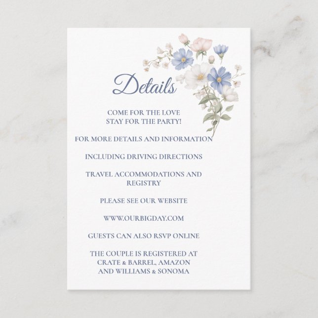 Something Blue Enclosure Card Details (Front)