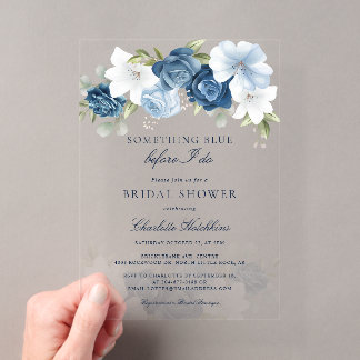 Something Blue Floral Before I Do Bridal Shower Acrylic Invitations