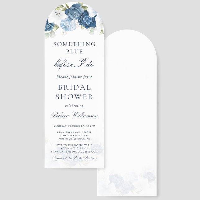 Something Blue Floral Before I Do Bridal Shower Bookmarks (Front & Back)