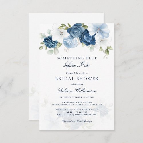 Something Blue Floral Before I Do Bridal Shower Invitation