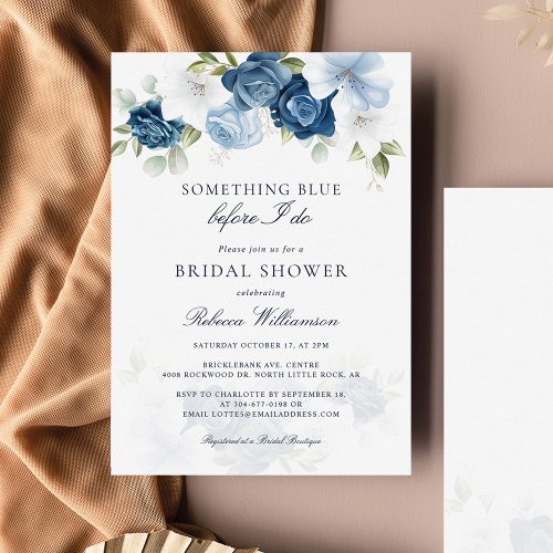 Something Blue Floral Before I Do Bridal Shower Invitation