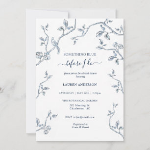Something Blue Floral Blue Bridal Shower Invitation