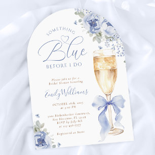 Something Blue Floral Bridal Shower Arched Invitation