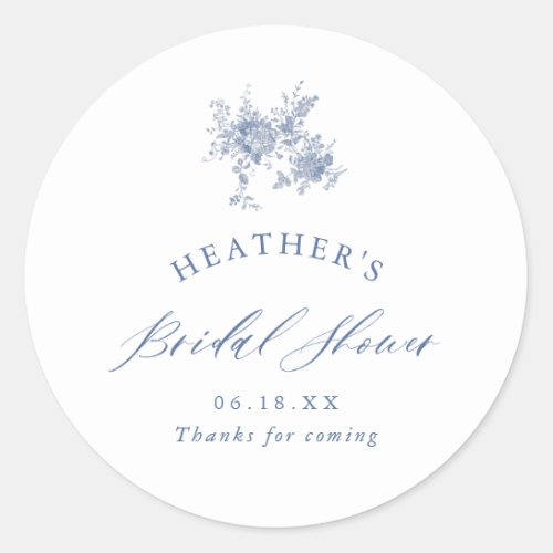 Something Blue Floral Bridal Shower Classic Round Sticker
