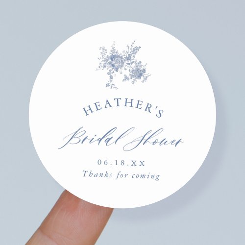 Something Blue Floral Bridal Shower Classic Round Sticker