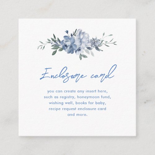 Something Blue Floral Bridal Shower Enclosure Card