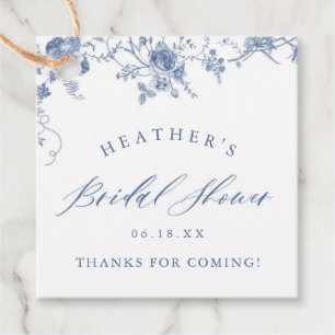 Something Blue Floral Bridal Shower Favor Tags