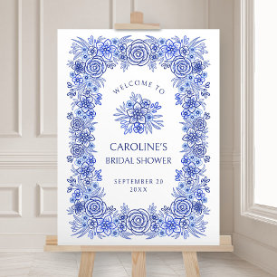 Something Blue Floral Bridal Shower Foam Board