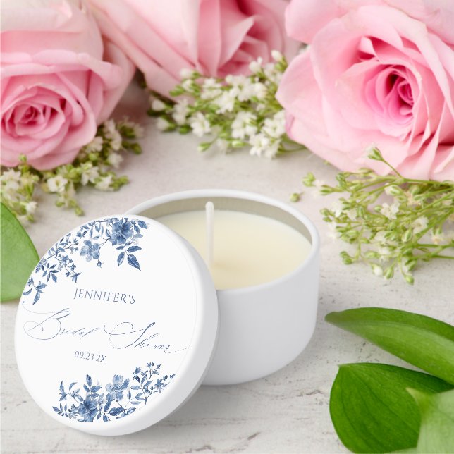 Something Blue Floral Bridal Shower Mini Candle Favors (Insitu (Wedding))