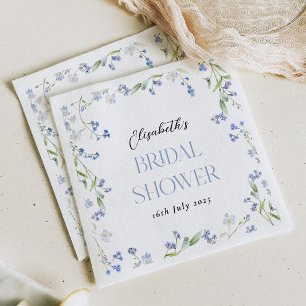 Something Blue Floral Bridal Shower Napkins