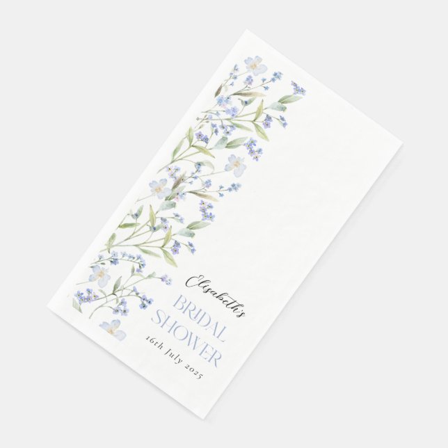 Something Blue Floral Bridal Shower Paper Guest Towels (Corner)