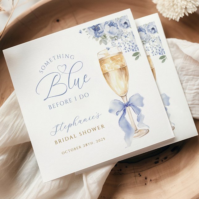 Something Blue Floral Bridal Shower Paper Napkins (Creator Uploaded)