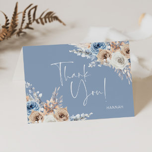 Something Blue Floral Bridal Shower Personalized Thank You Card