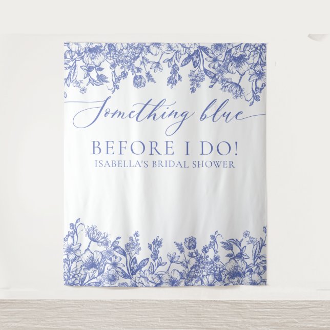 Something Blue Floral Bridal Shower Photo Backdrop (Front)