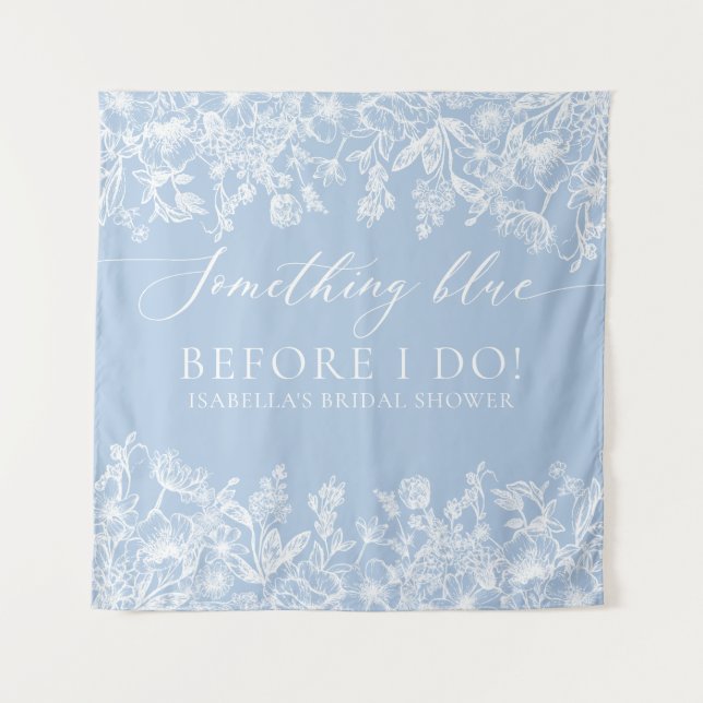 Something Blue Floral Bridal Shower Photo Backdrop (Front)