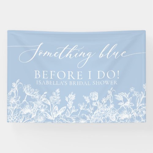 Something Blue Floral Bridal Shower Photo Backdrop Banner
