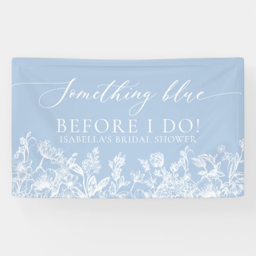Something Blue Floral Bridal Shower Photo Backdrop Banner