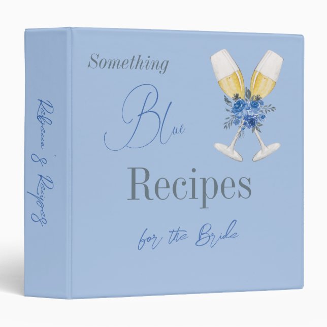 Something Blue Floral Bridal Shower Recipe 3 Ring Binder (Front/Spine)