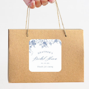 Something Blue Floral Bridal Shower Square Sticker