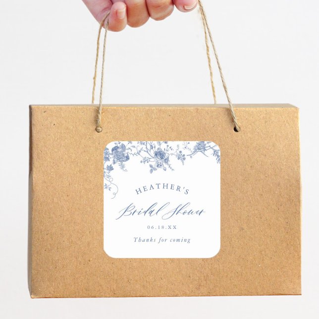Something Blue Floral Bridal Shower Square Sticker (Creator Uploaded)