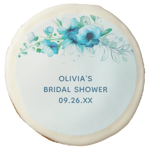 Something Blue Floral Bridal Shower  Sugar Cookie