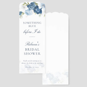 Something Blue Floral Bridal Shower Thank You Bookmarks