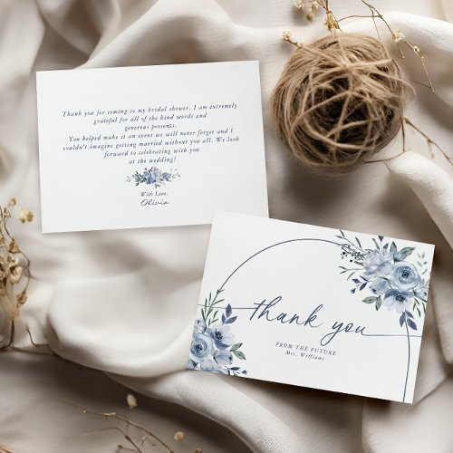 Something Blue Floral Bridal Shower Thank You Card