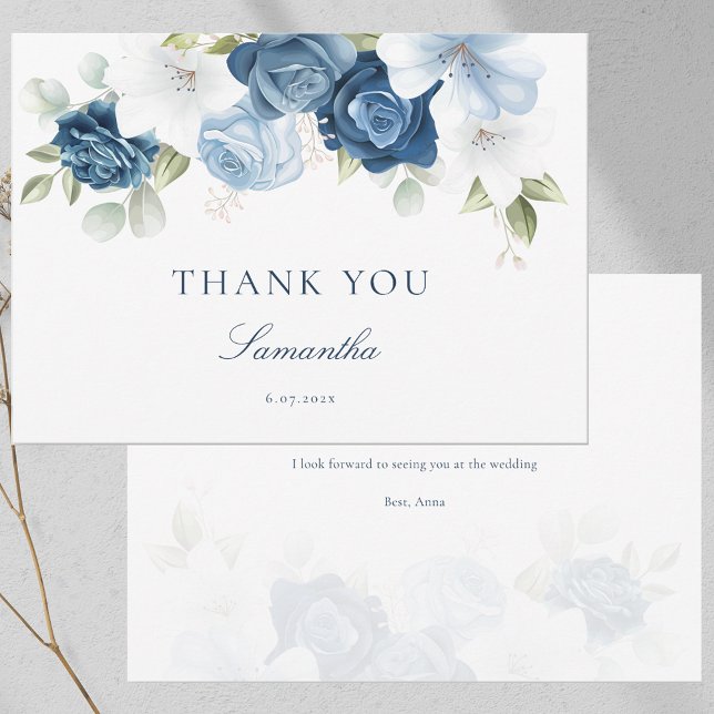 Something Blue Floral Bridal Shower Thank You Card (Something Blue Floral Bridal Shower Thank You Card)