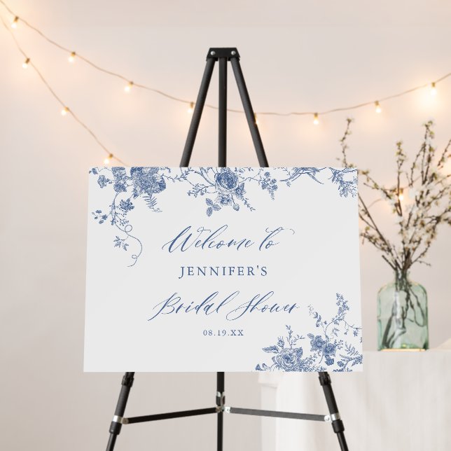 Something Blue Floral Bridal Shower Welcome Foam Board (In Situ (Stand))