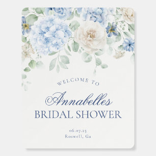 Something Blue Floral Bridal Shower Welcome Sign