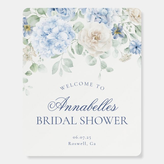 Something Blue Floral Bridal Shower Welcome Sign (Front)