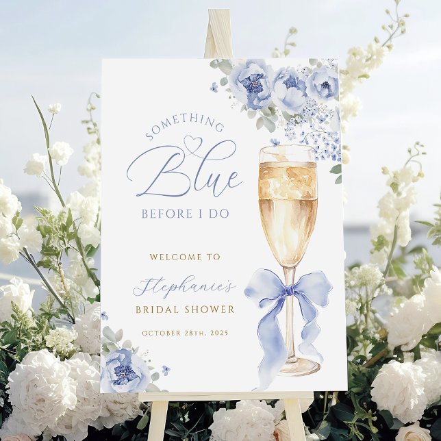Something Blue Floral Bridal Shower Welcome Sign (Creator Uploaded)