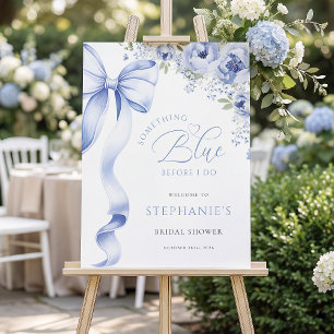 Something Blue Floral Bridal Shower Welcome Sign