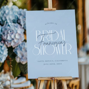 Something Blue  Floral Bridal Shower Welcome Sign