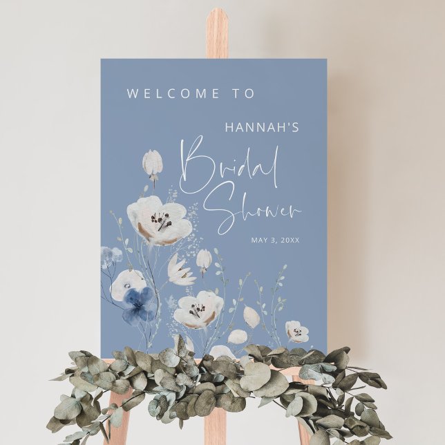 Something Blue Floral Bridal Shower Welcome Sign (Creator Uploaded)
