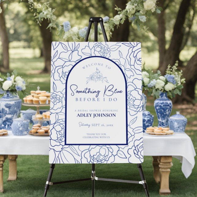 Something Blue Floral Bridal Shower Welcome Sign (Creator Uploaded)