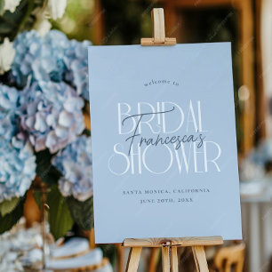 Something Blue Floral Bridal Shower Welcome Sign
