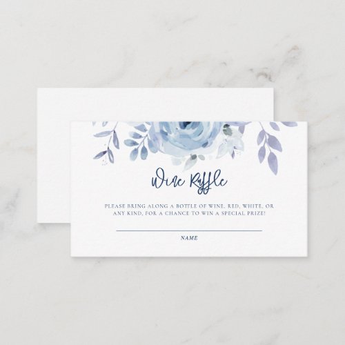 Something Blue Floral Bridal Shower Wine Raffle Enclosure Card