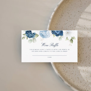 Something Blue Floral Bridal Shower Wine Raffle Enclosure Card