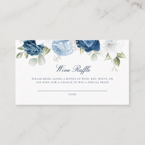 Something Blue Floral Bridal Shower Wine Raffle Enclosure Card